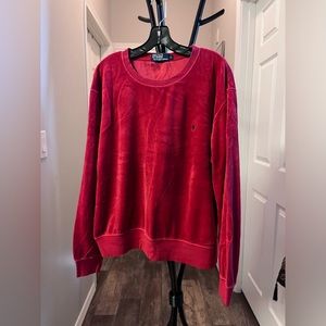 VINTAGE Polo by Ralph Lauren Velour beautiful RED COLOR super soft and cozy